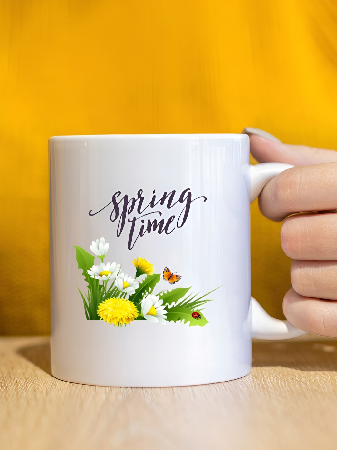 

The Decor Lane White Printed Ceramic Glossy Mugs 325 ml