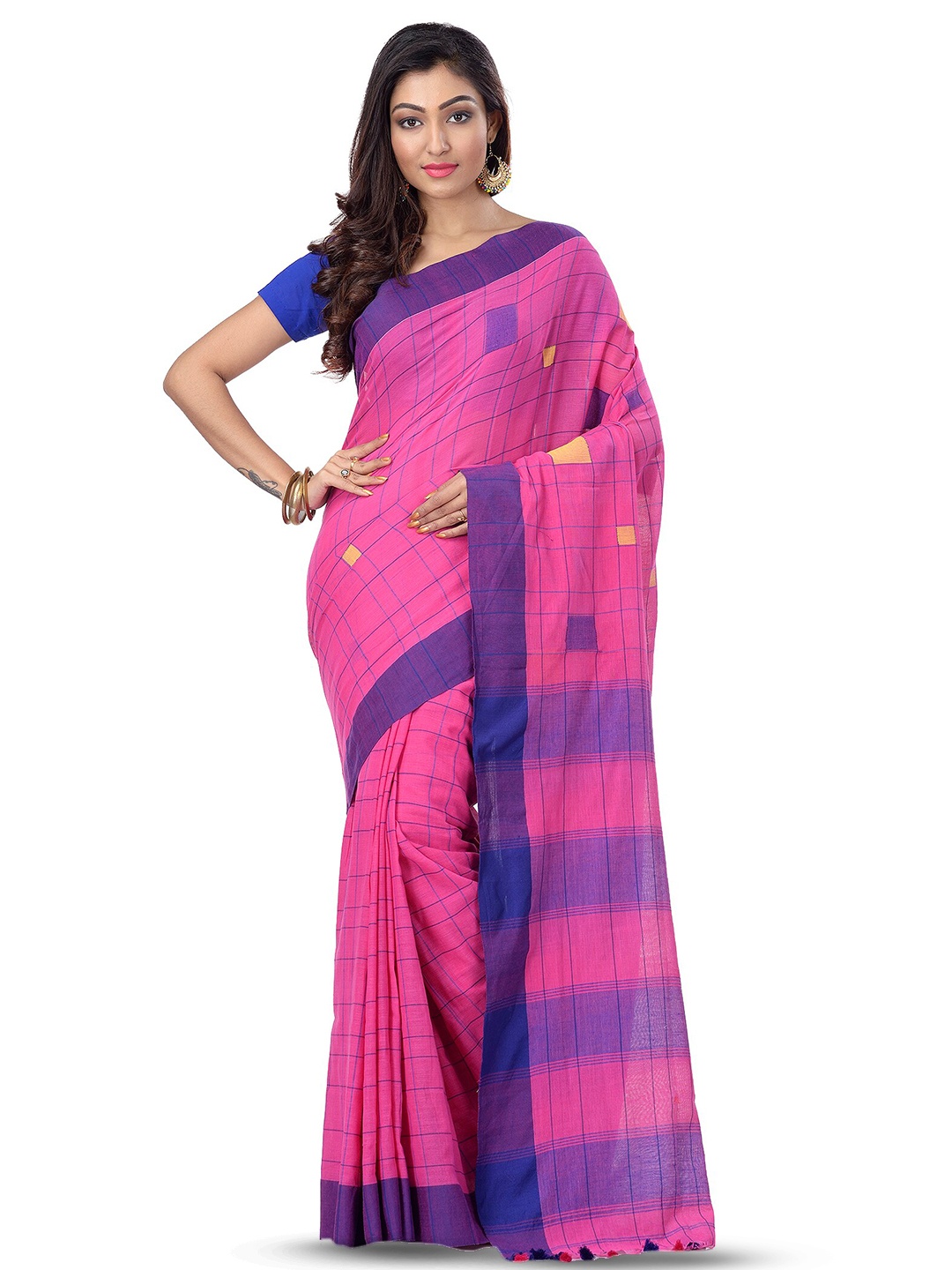 

Ruuprekha Geometric Woven Design Pure Cotton Khadi Saree, Pink