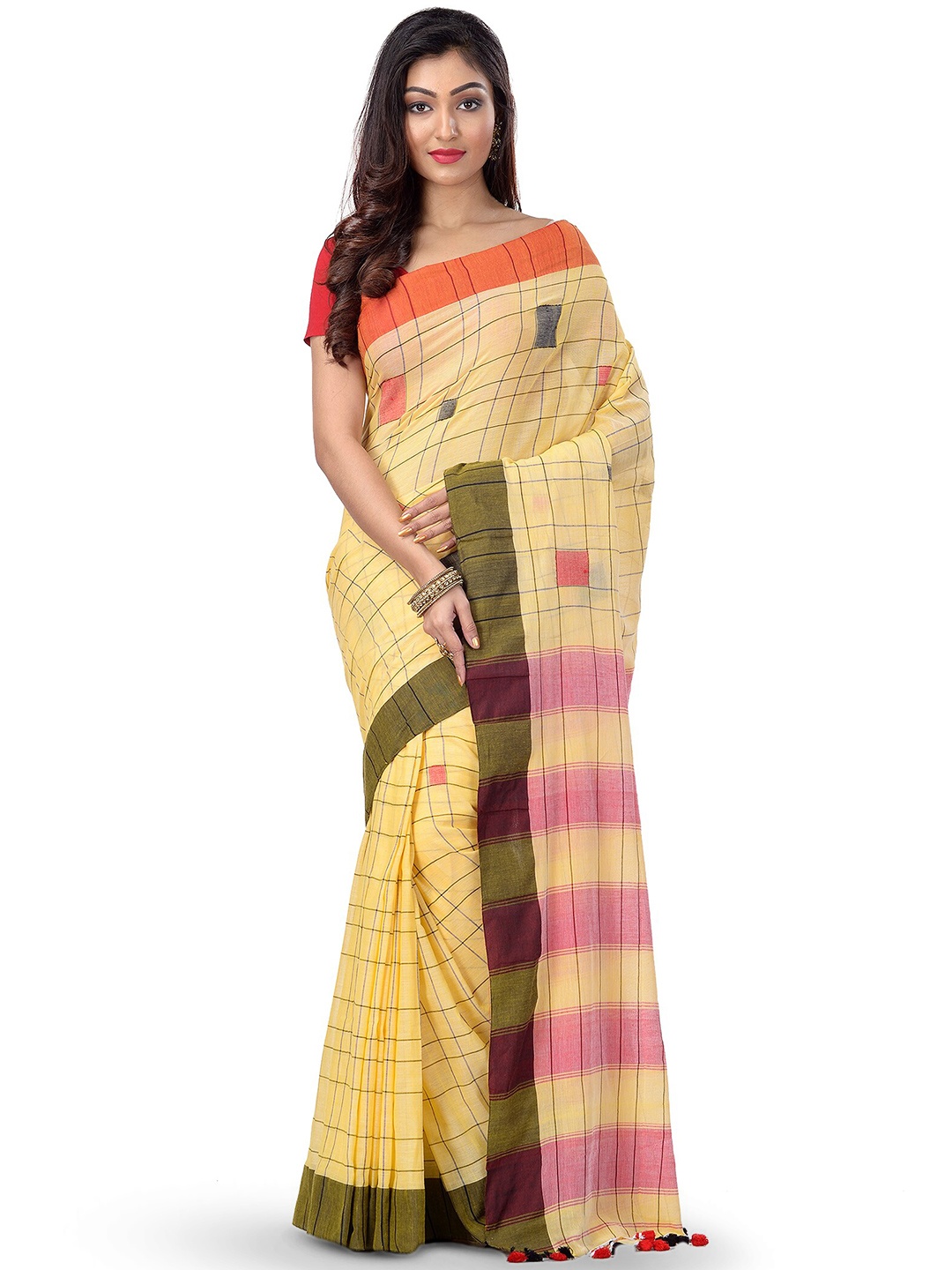 

Ruuprekha Woven Design Pure Cotton Saree, Cream