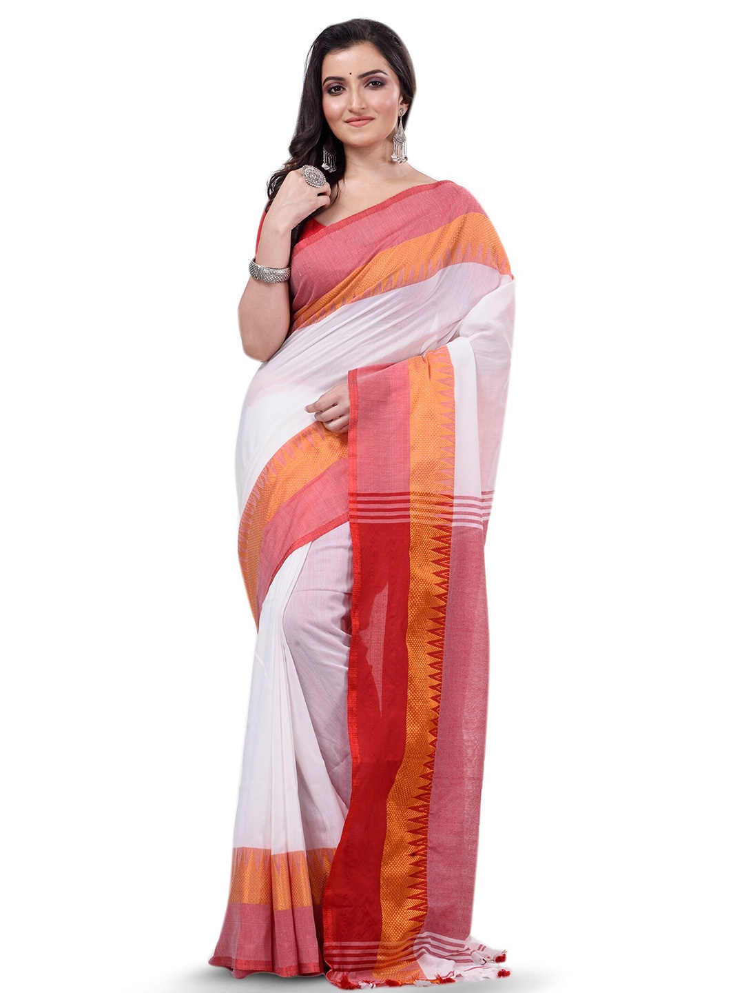 

Ruuprekha Pure Cotton Khadi Saree, White