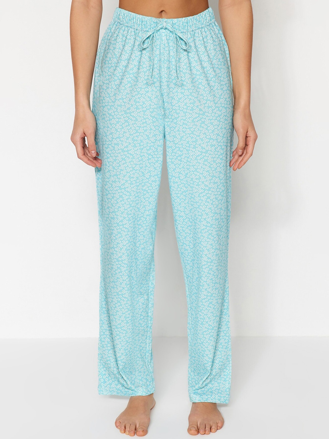 

Trendyol Women Floral Printed Lounge Pants, Blue