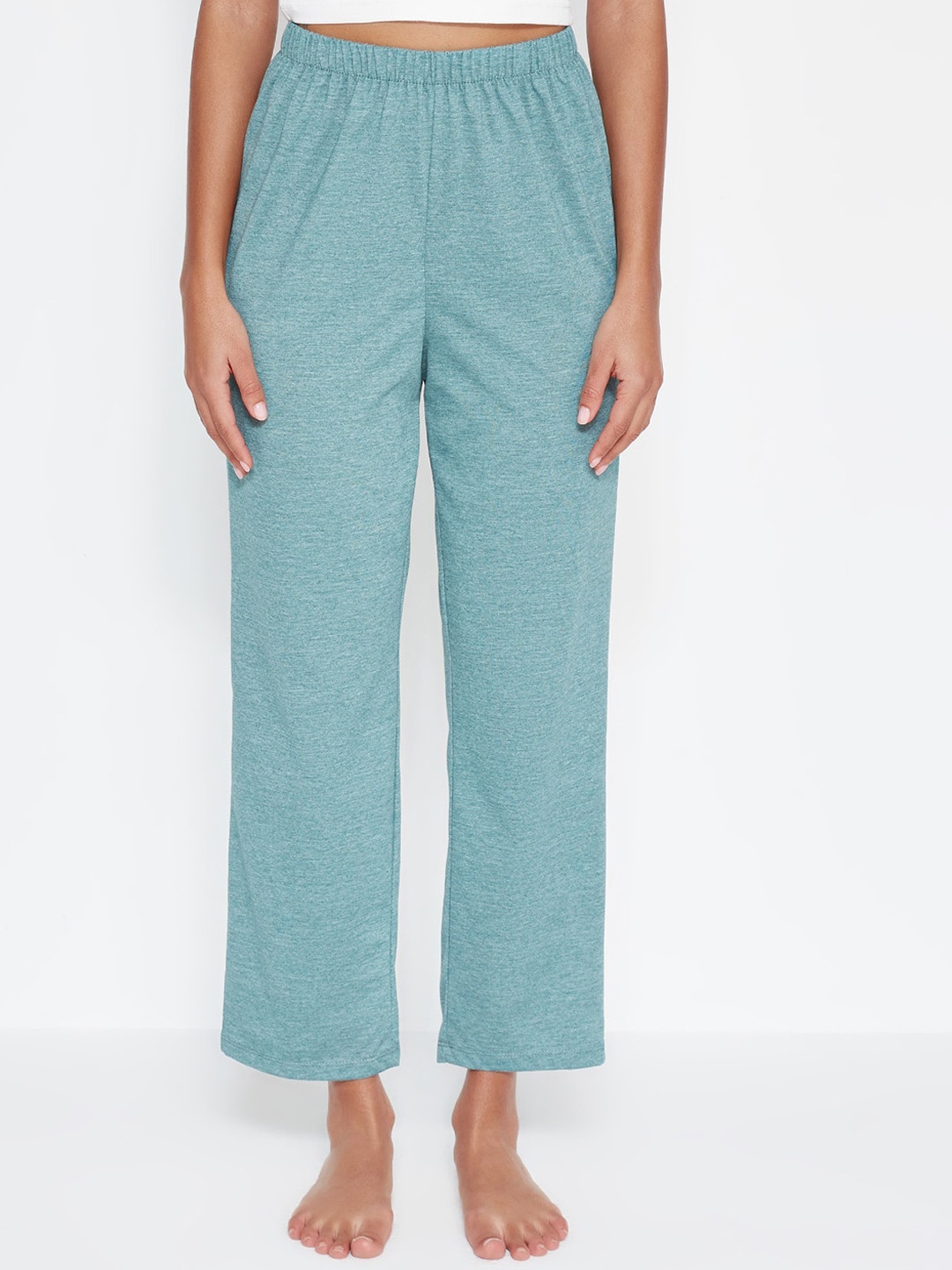 

Trendyol Women Solid Pure Cotton Lounge Pants, Sea green