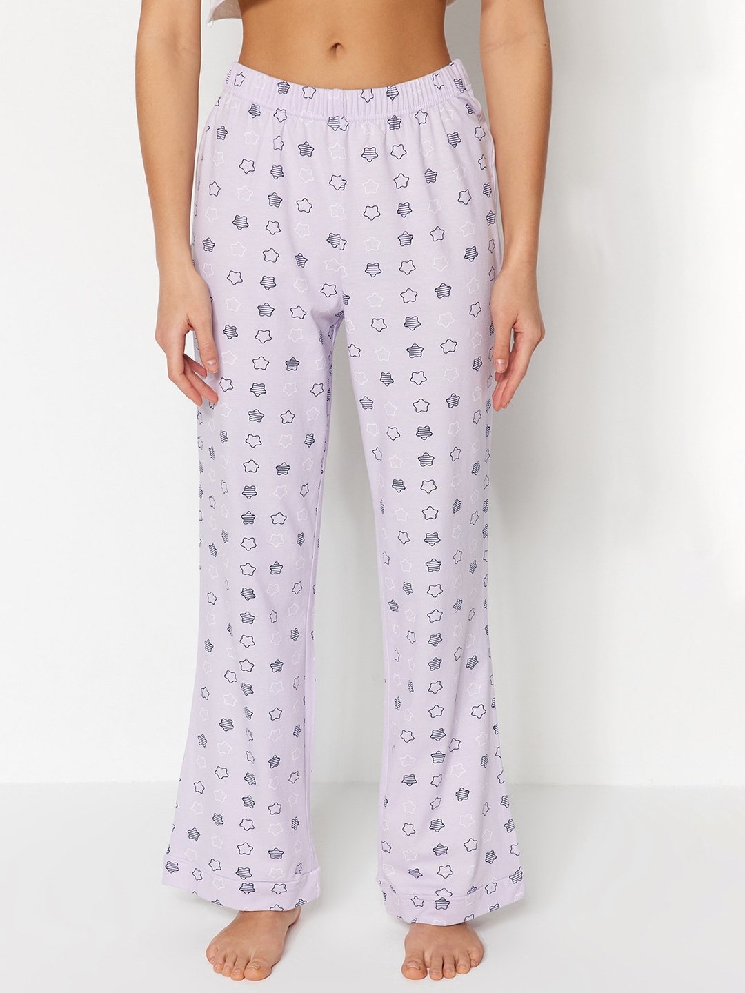 

Trendyol Women Geometric Printed Lounge Pants, Lavender