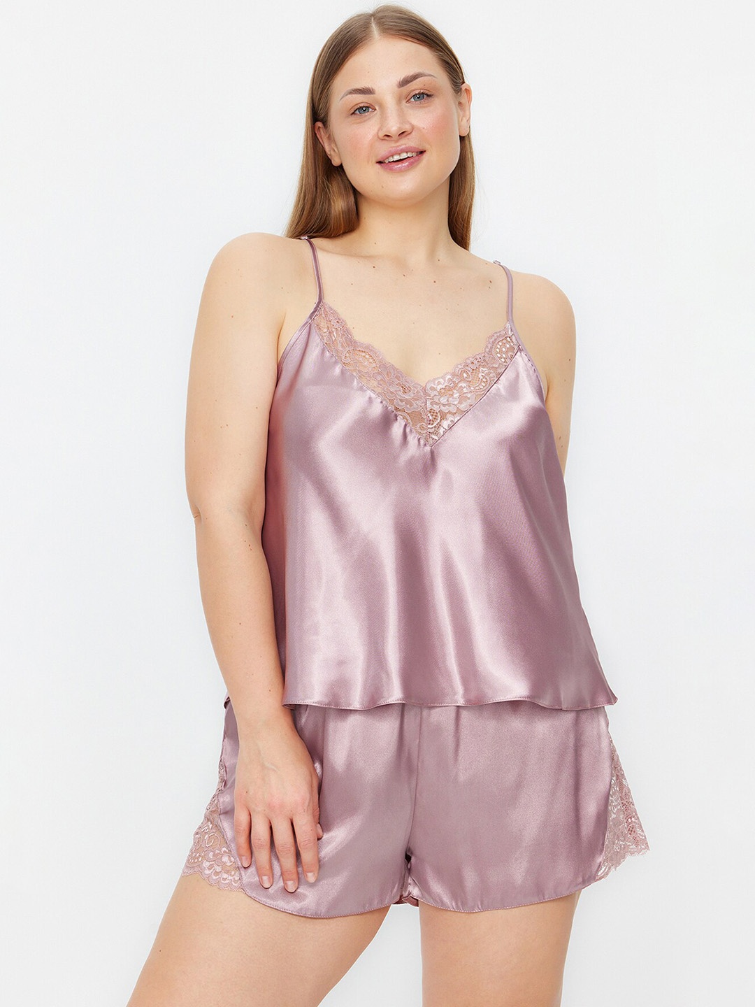 

Trendyol Shoulder Straps Cami & Shorts, Pink
