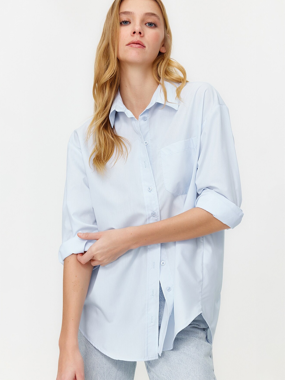 

Trendyol Spread Collar Casual Shirt, Blue