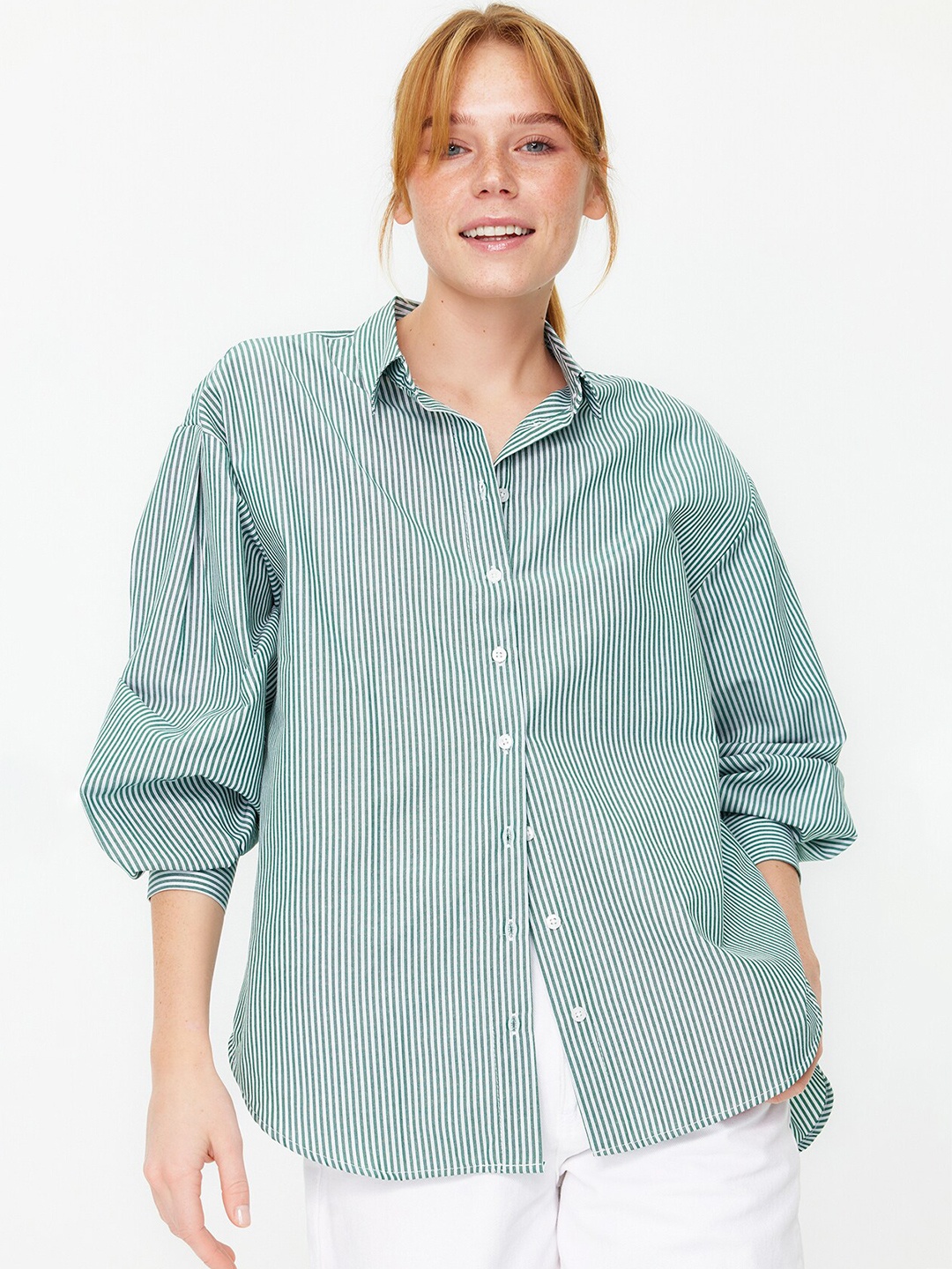 

Trendyol Vertical Striped Casual Shirt, Green