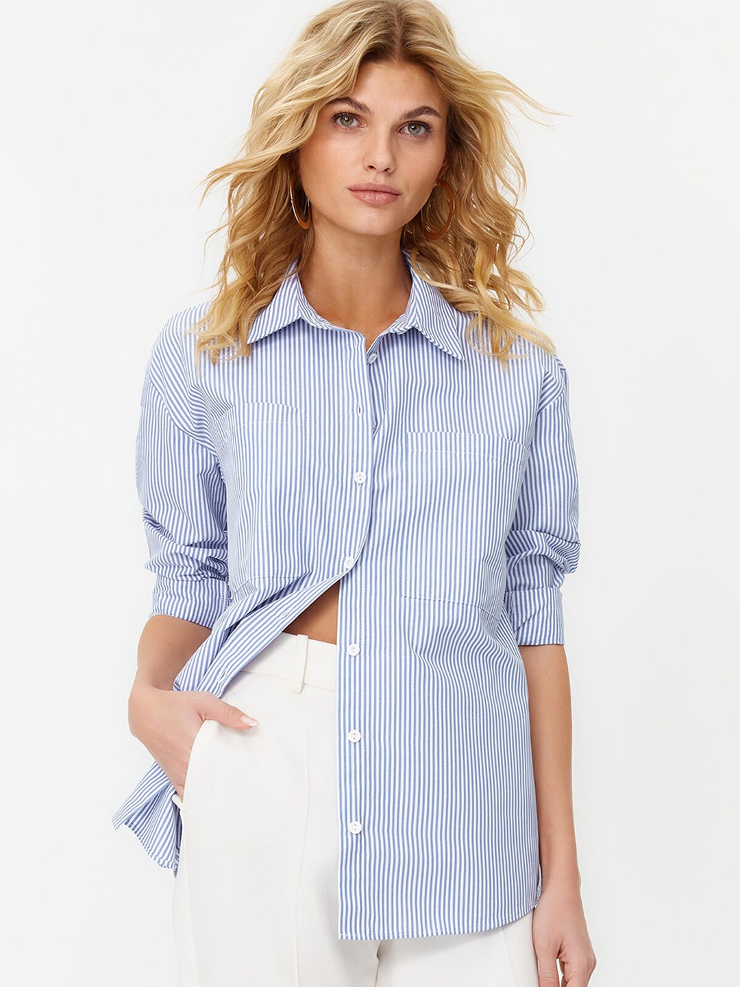 

Trendyol Striped Casual Shirt, Navy blue