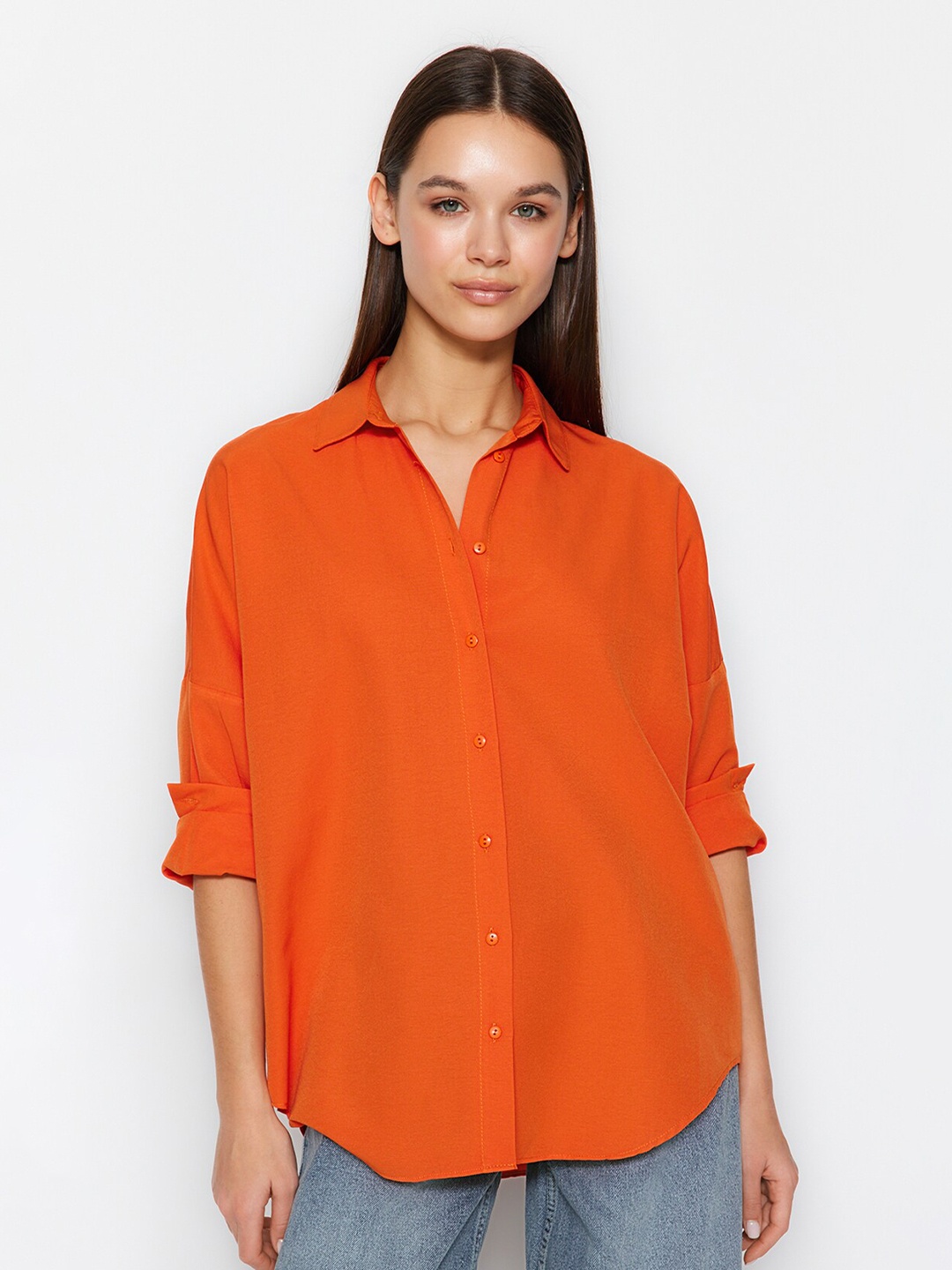 

Trendyol Spread Collar Casual Shirt, Orange