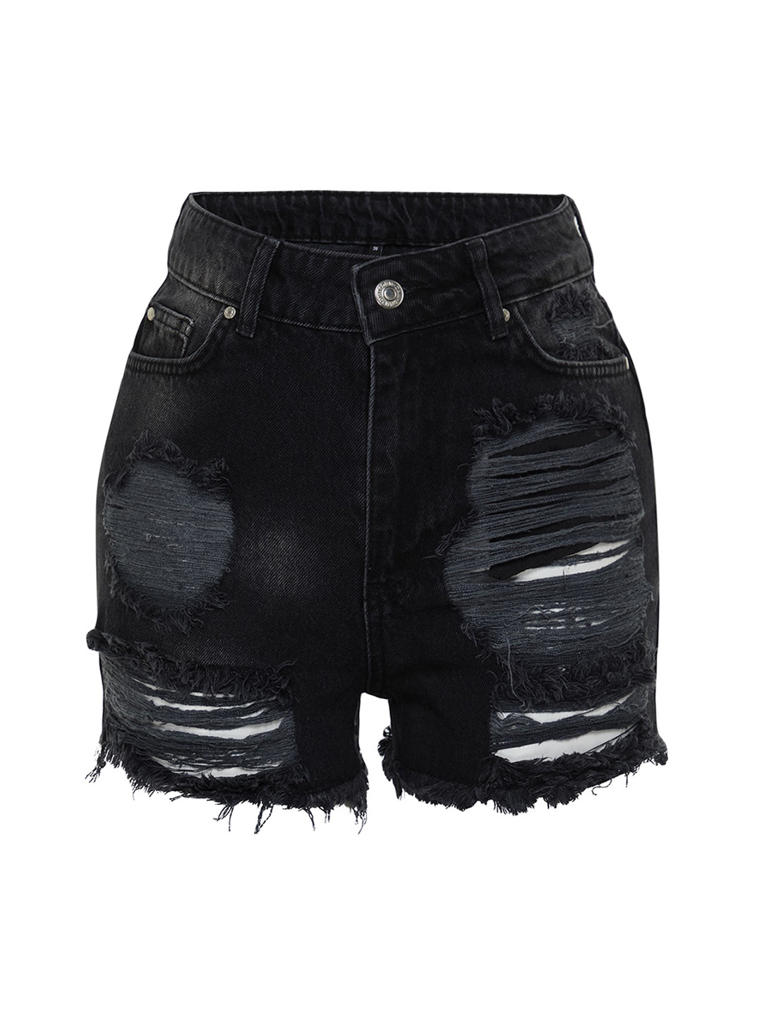 

Trendyol Women Washed Pure Cotton Denim Shorts, Black