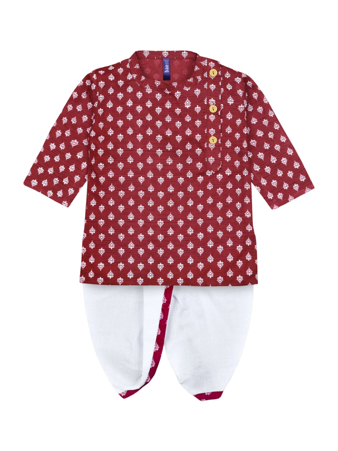 

BAESD Boys Ethnic Motifs Printed Pure Cotton Kurta with Dhoti Pants, Maroon