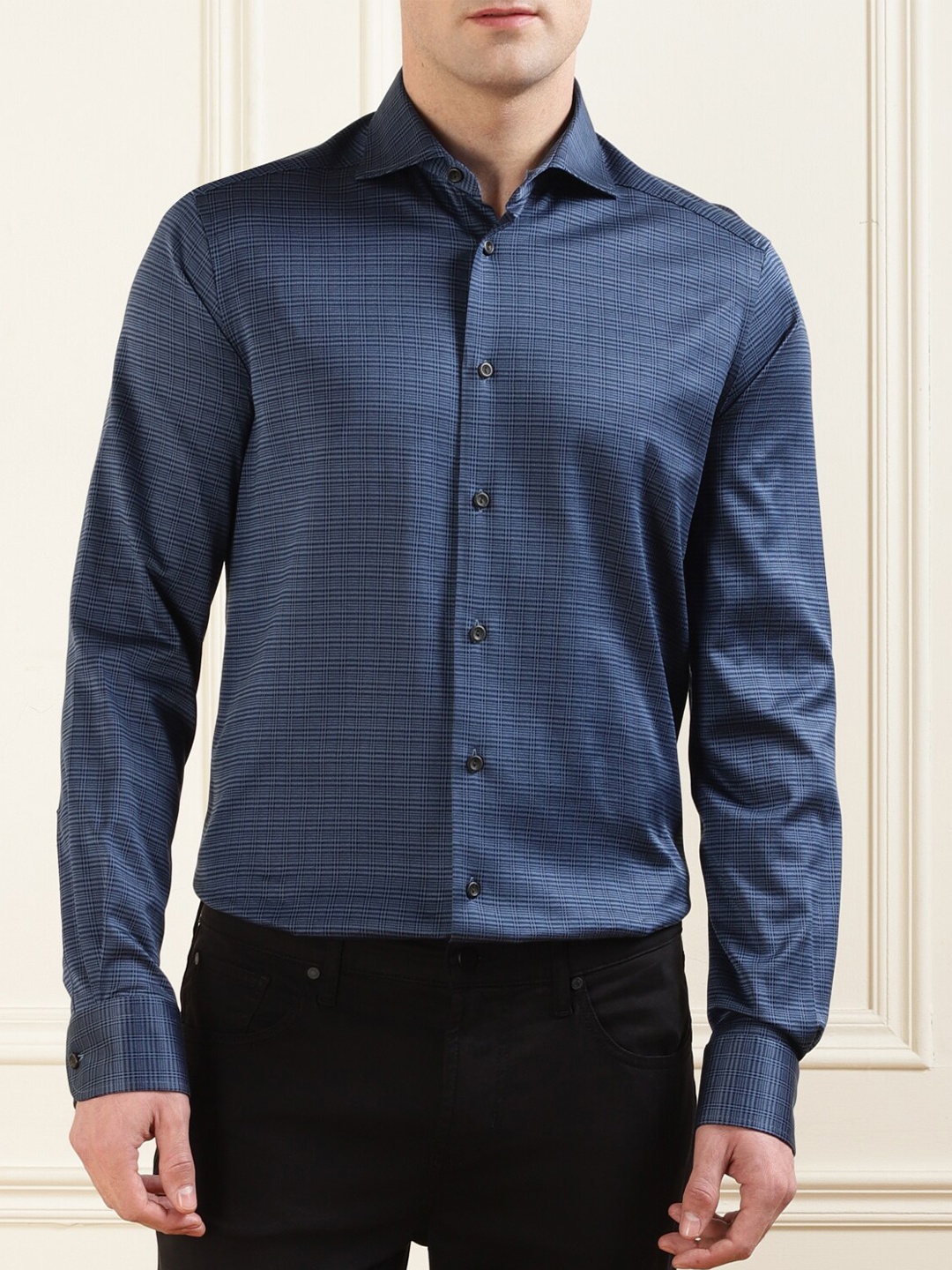 

Eton Micro Checked Cotton Formal Shirt, Blue