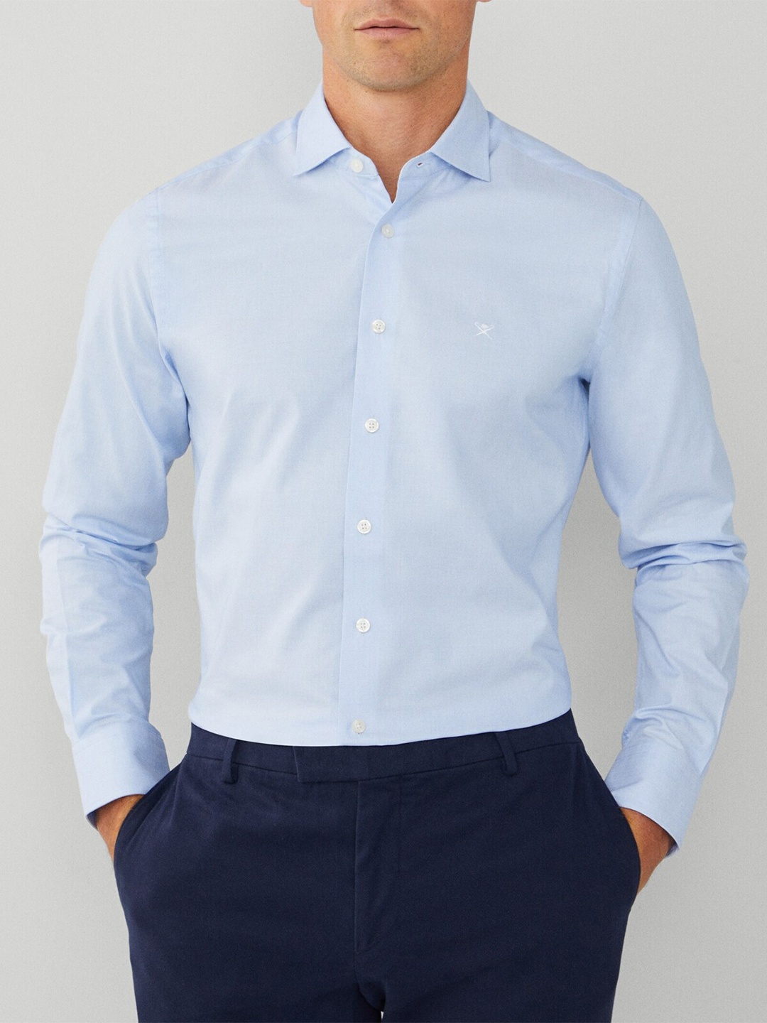 

HACKETT LONDON Slim Fit Spread Collar Cotton Formal Shirt, Blue