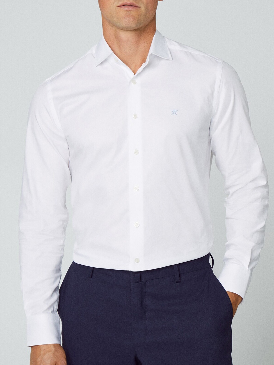 

HACKETT LONDON Slim Fit Spread Collar Cotton Formal Shirt, White