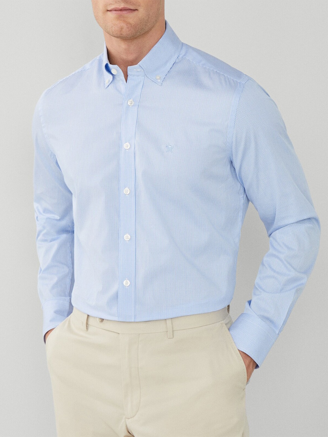

HACKETT LONDON Vertical Striped Button-Down Collar Cotton Casual Shirt, Blue