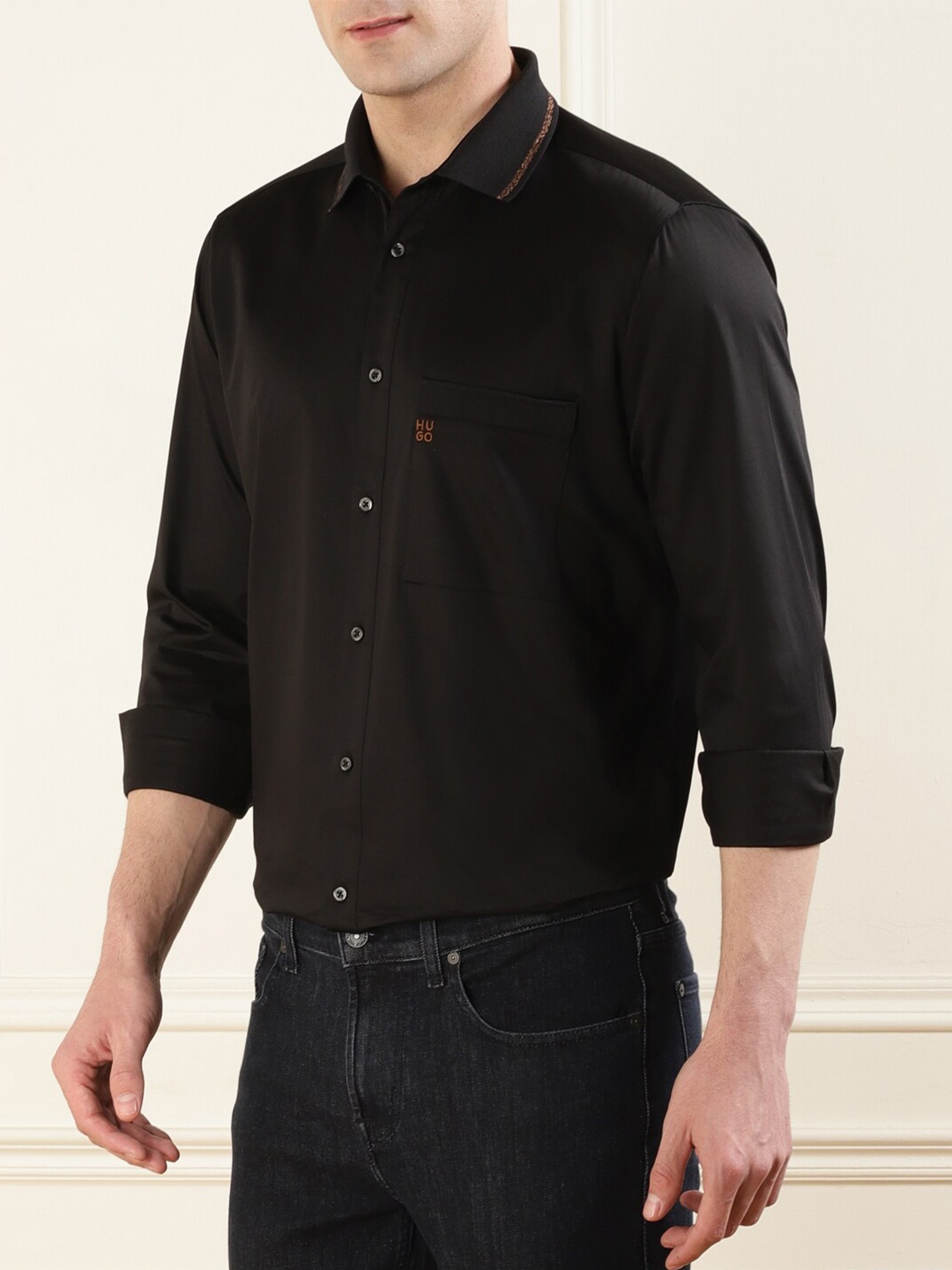 

HUGO Regular Fit Cotton Casual Shirt, Black