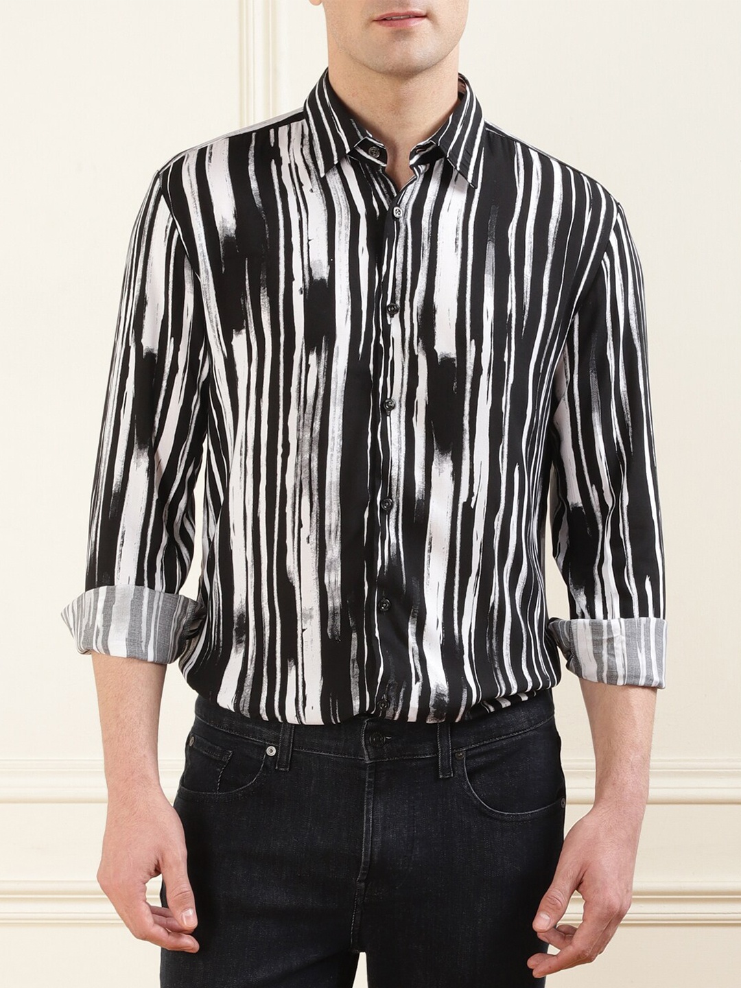 

HUGO Abstract Printed Casual Shirt, Black