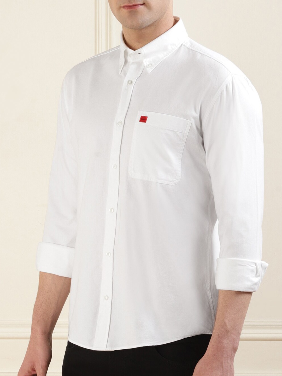 

HUGO Button-Down Collar Oxford Cotton Casual Shirt, White