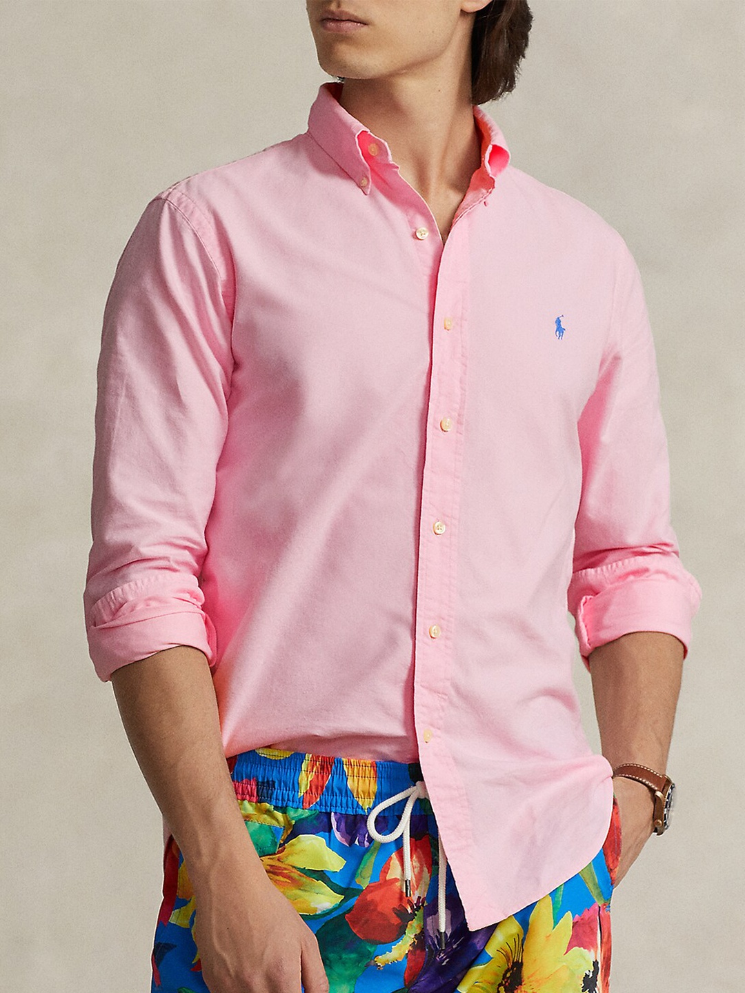 

Polo Ralph Lauren Custom Fit Button-Down Collar Oxford Cotton Casual Shirt, Pink