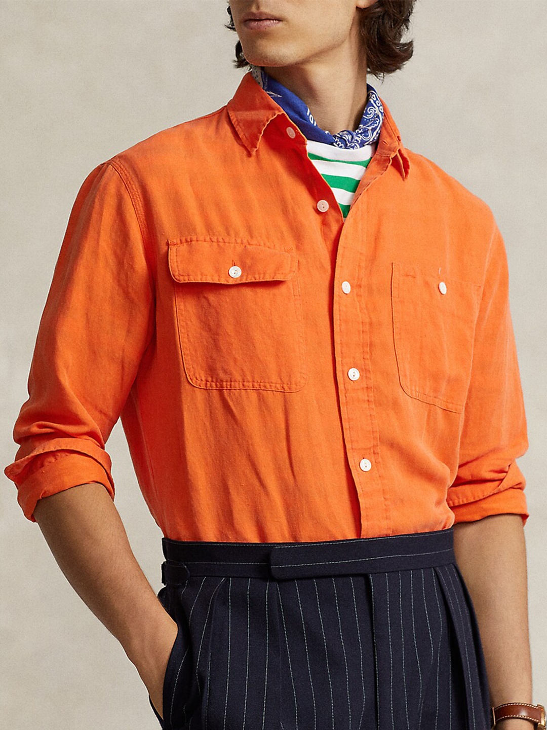 

Polo Ralph Lauren Classic Linen Silk Casual Shirt, Orange