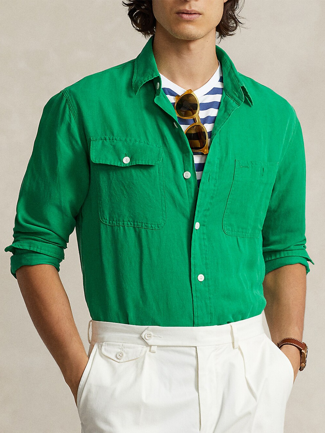 

Polo Ralph Lauren Classic Linen Silk Casual Shirt, Green