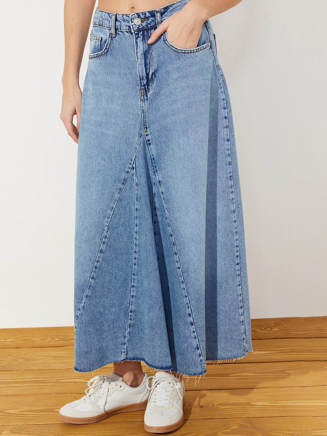 

Trendyol Flared Maxi Denim Skirt, Blue