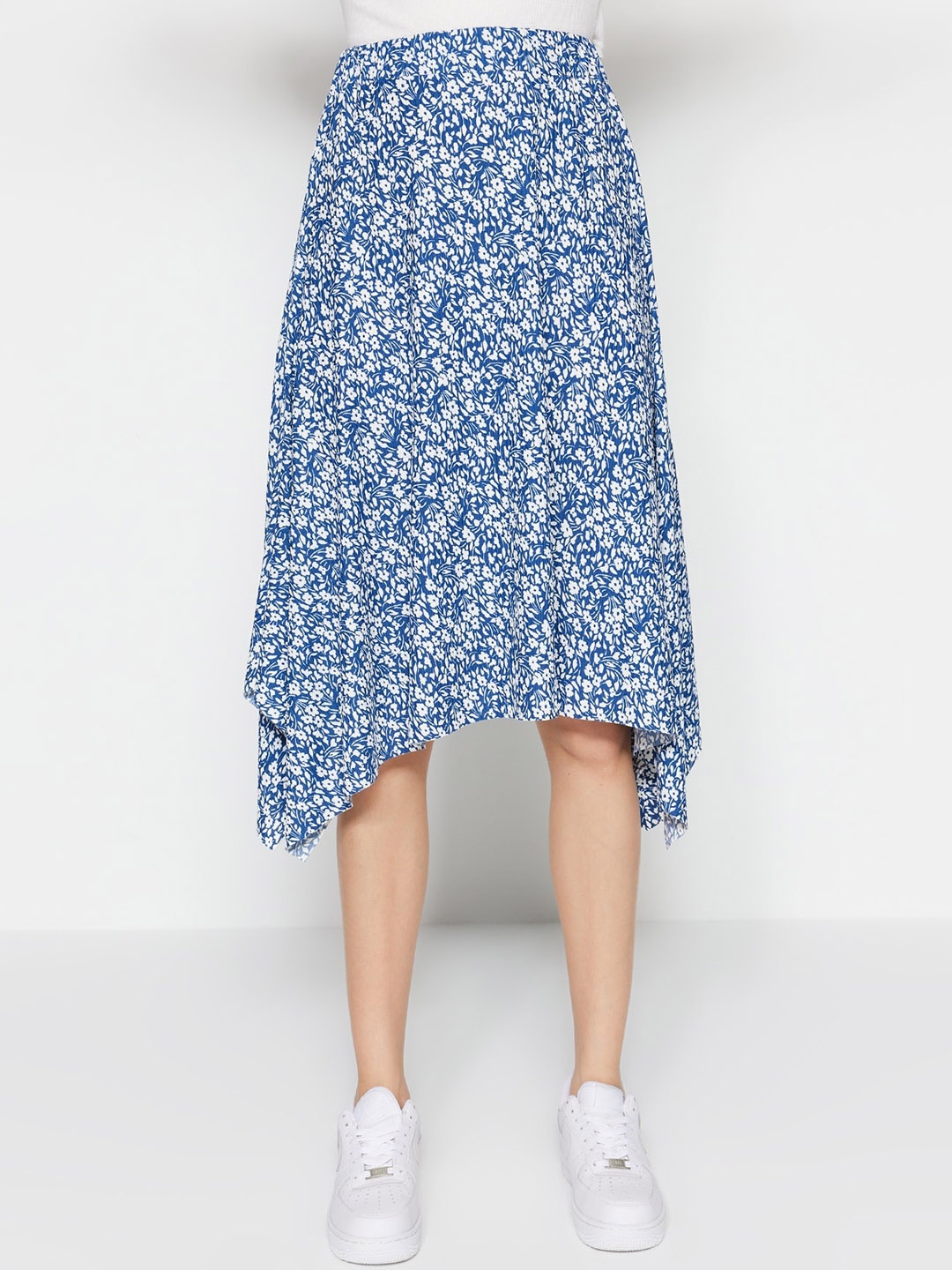 

Trendyol Floral Printed A-Line Midi Skirt, Blue