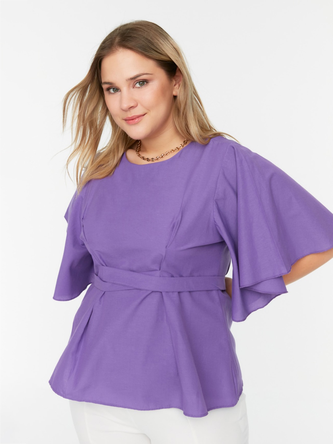 

Trendyol Plus Size Flared Sleeves Top, Purple