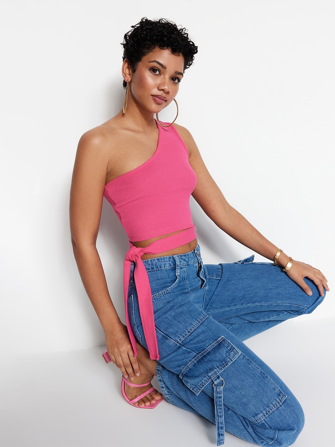 

Trendyol One Shoulder Top, Pink