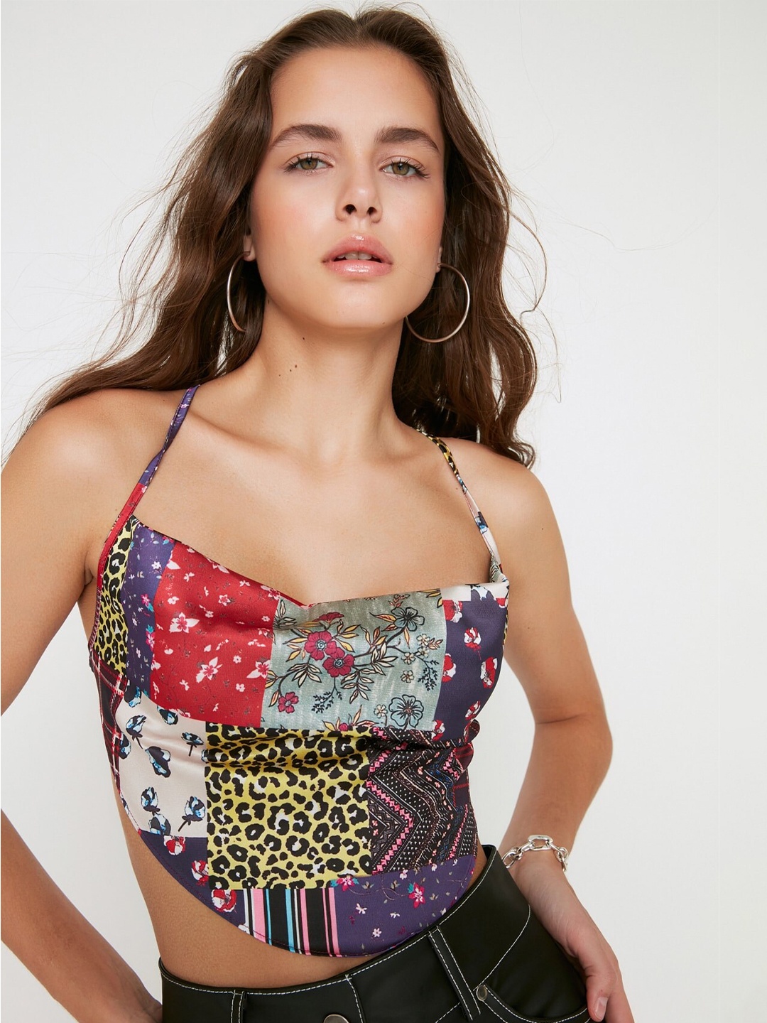 

Trendyol Floral Printed Crop Top, Pink