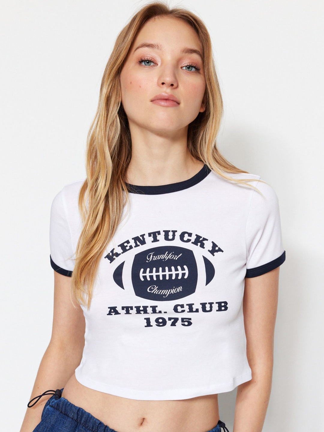 

Trendyol Typography Printed Pure Cotton T-shirt, White
