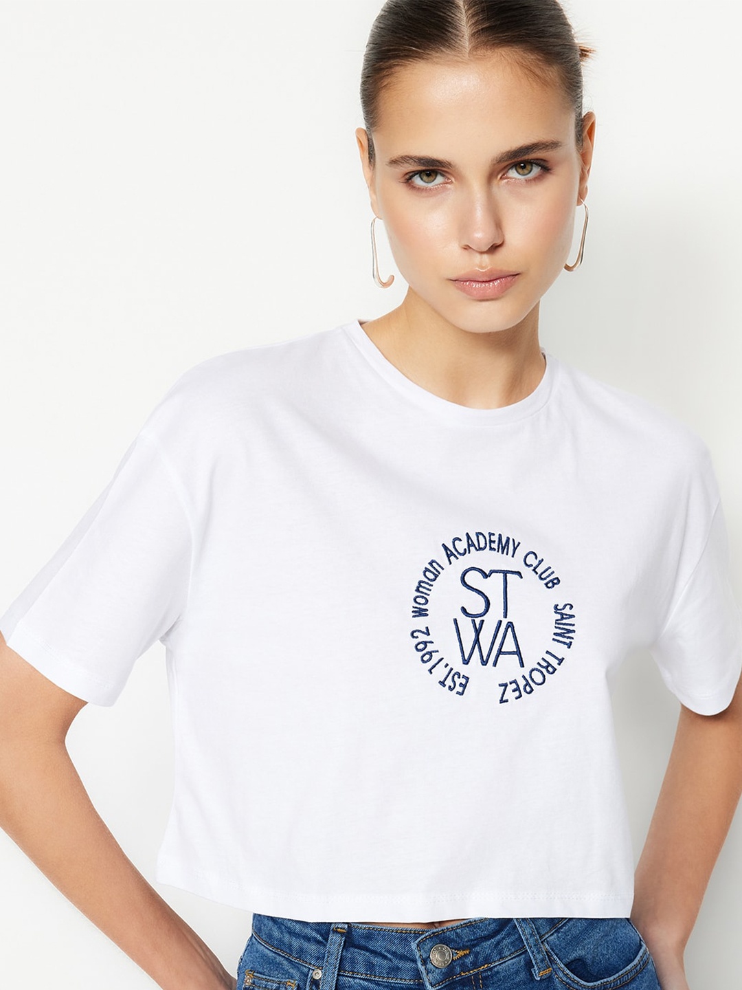 

Trendyol Typography Printed Cotton T-shirt, White