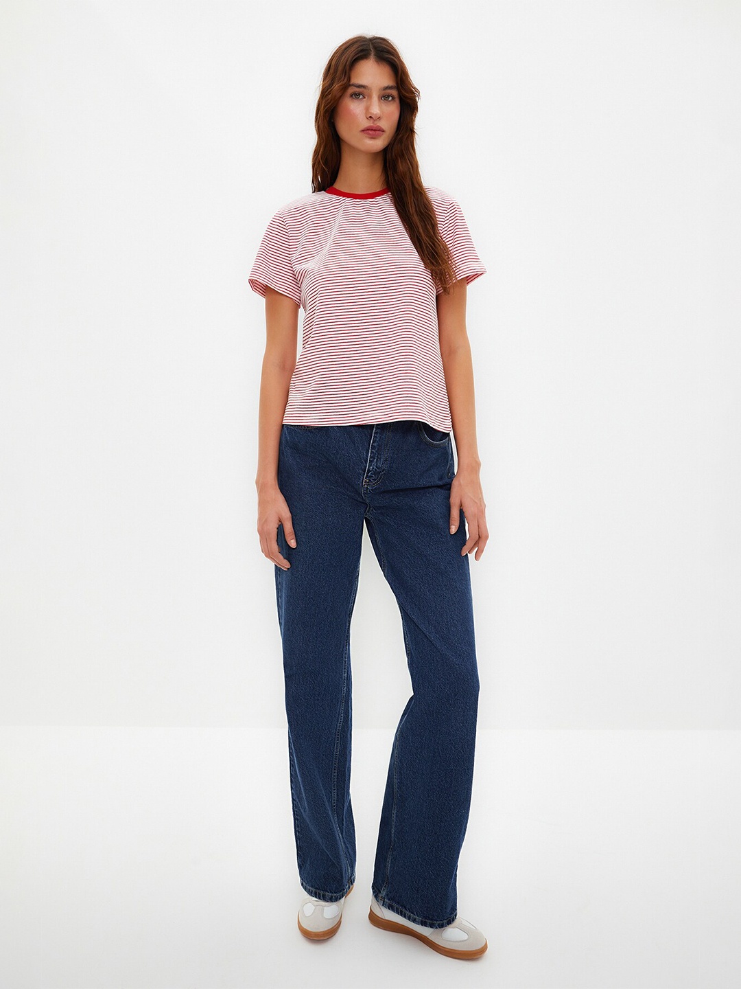 

Trendyol Abstract Printed Pure Cotton T-shirt, Pink