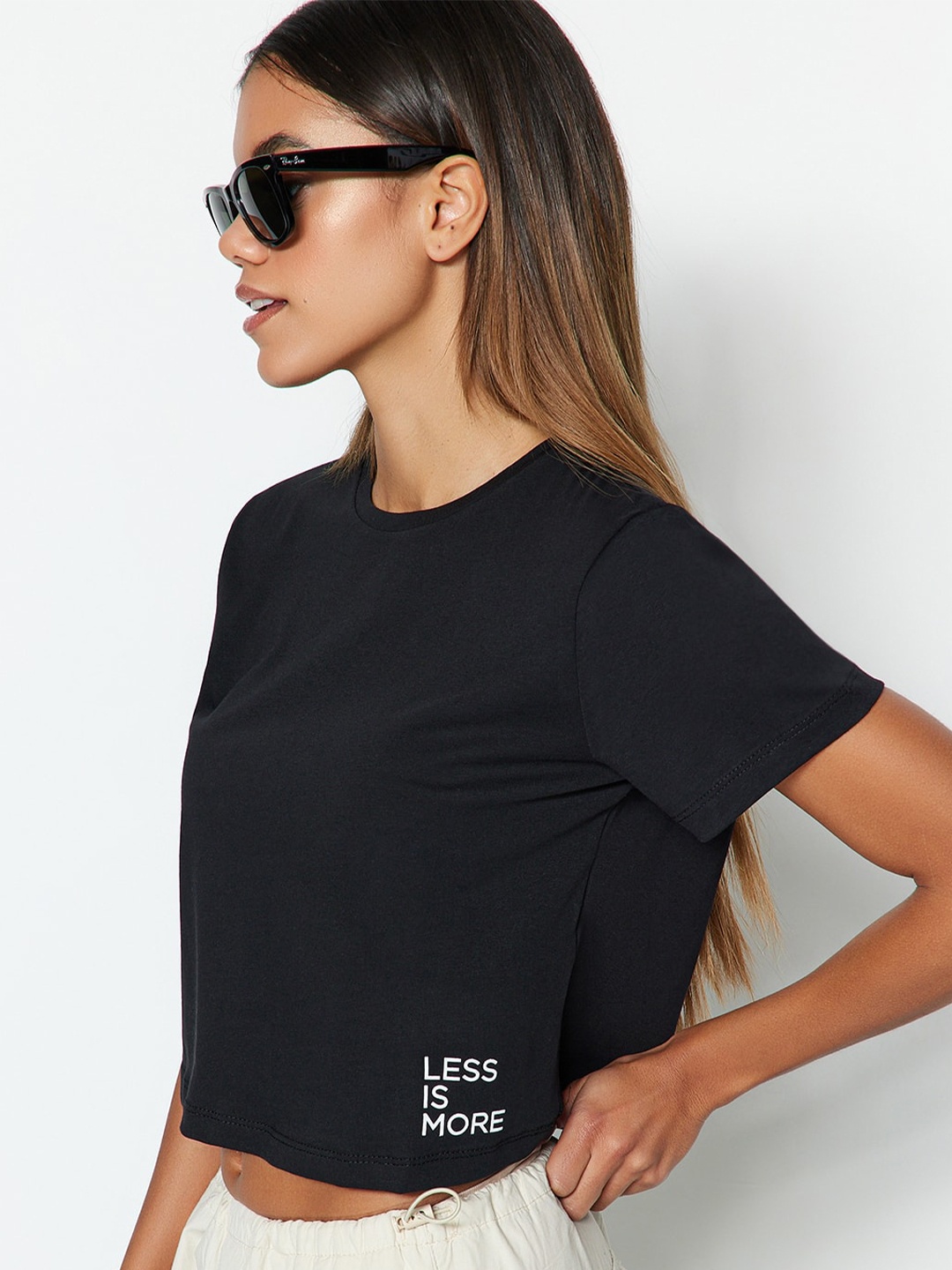 

Trendyol Round Neck Cotton T-shirt, Black