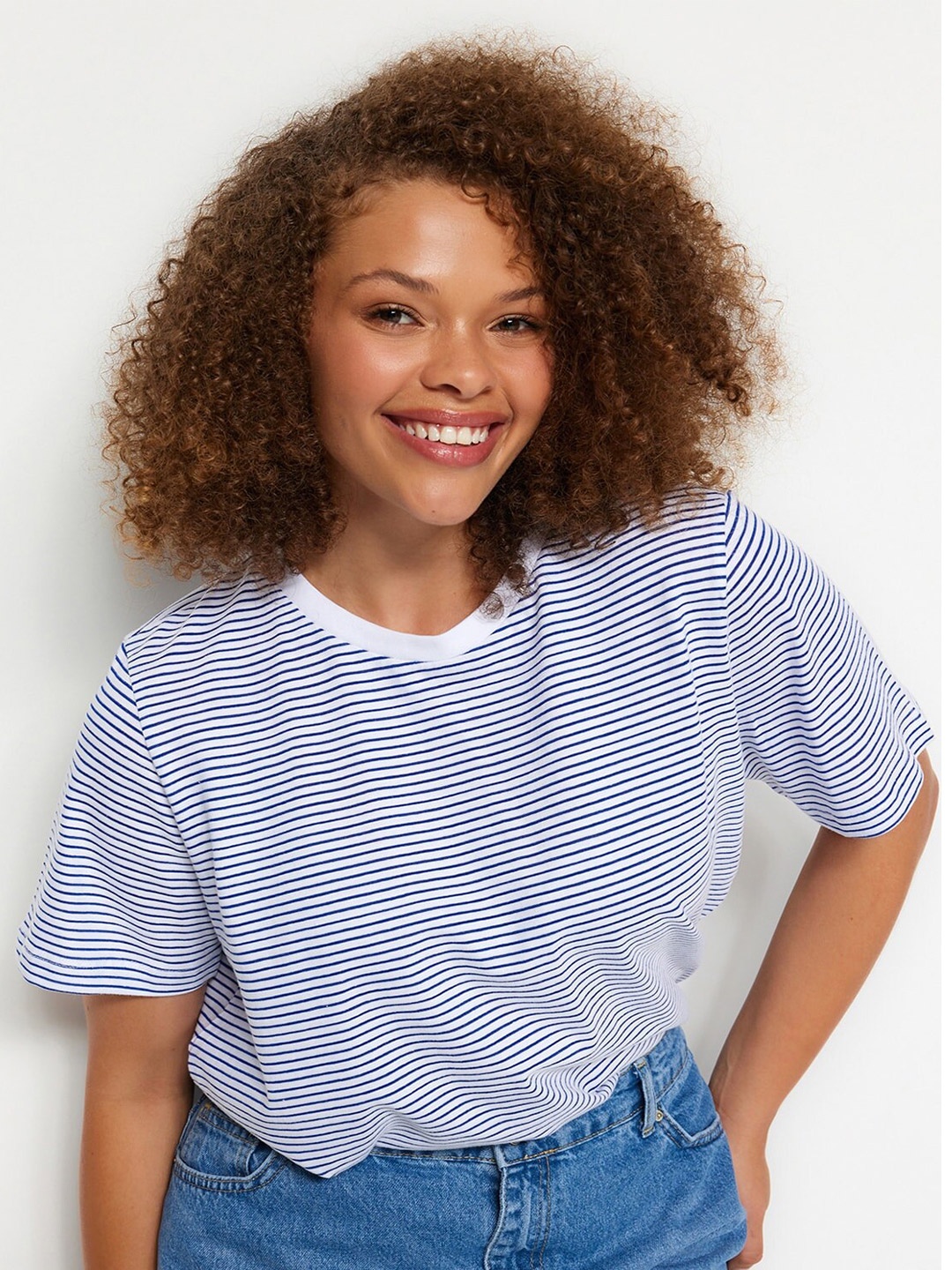 

Trendyol Striped Cotton T-shirt, Blue