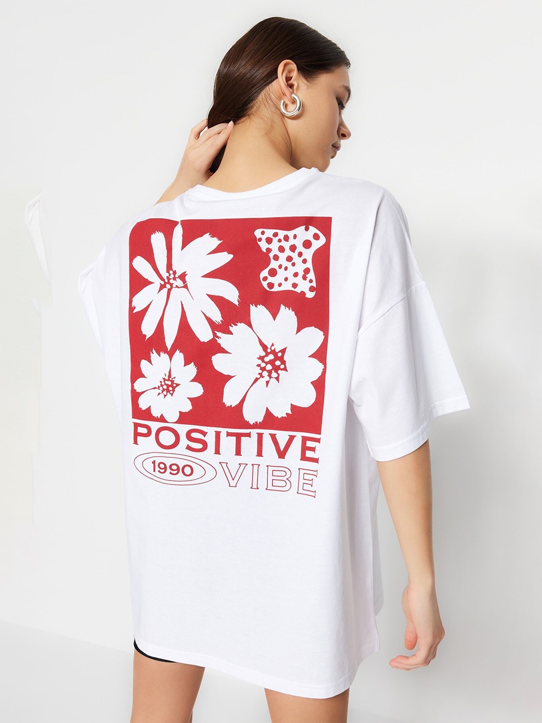 

Trendyol Floral Printed Pure Cotton T-shirt, White