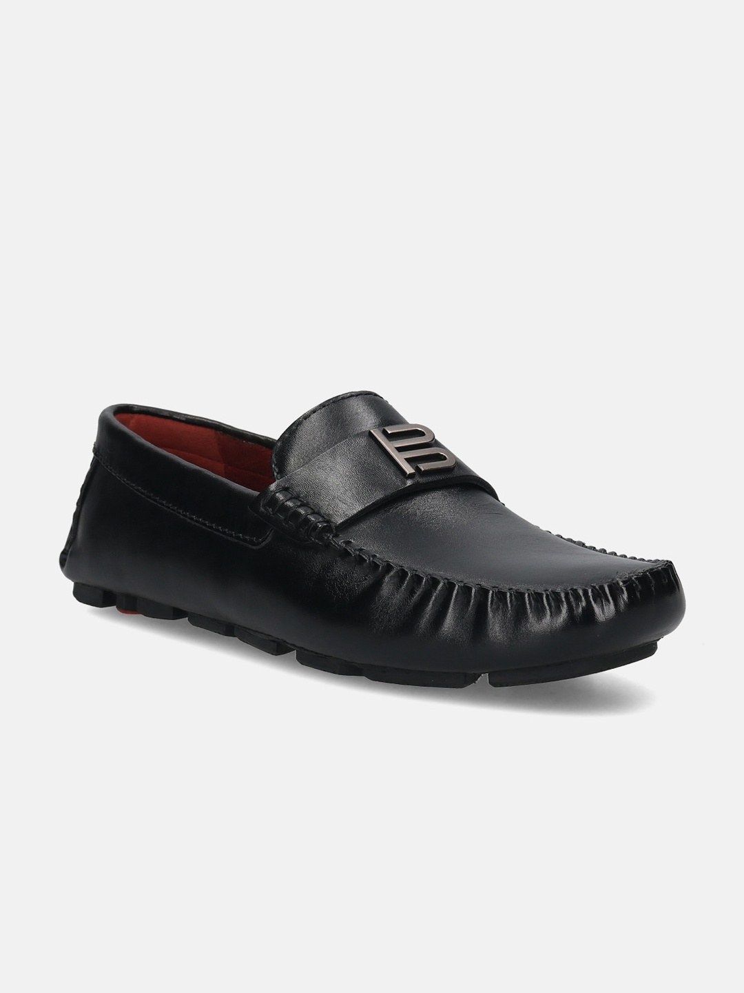 

BAGATT Hexa Men Textured Square Toe Leather Driving Shoes, Black