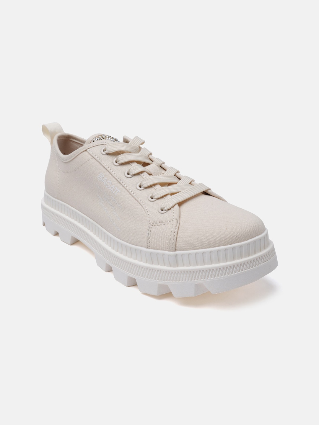 

BAGATT Dayla Women Round Toe Textile Heeled Sneakers, Beige