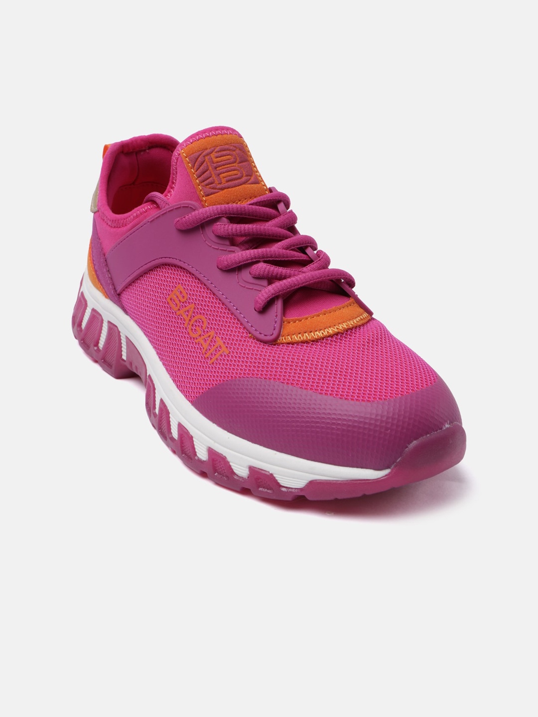 

BAGATT Chi Women Textured Round Toe Textile Heeled Sneakers, Pink
