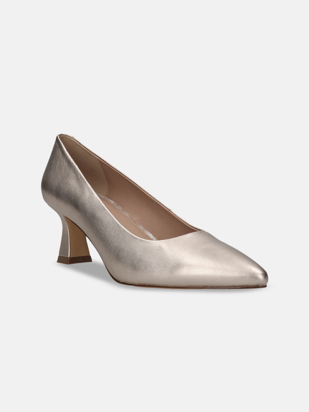 

BAGATT Varese Textured Pointed Leather Block Heeled Pumps, Gold