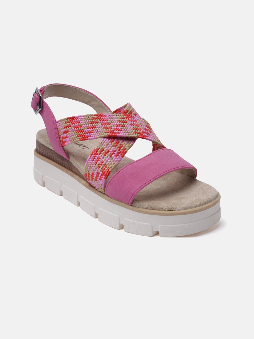 

BAGATT Mariella Textured Strappy Wedge Heels, Pink