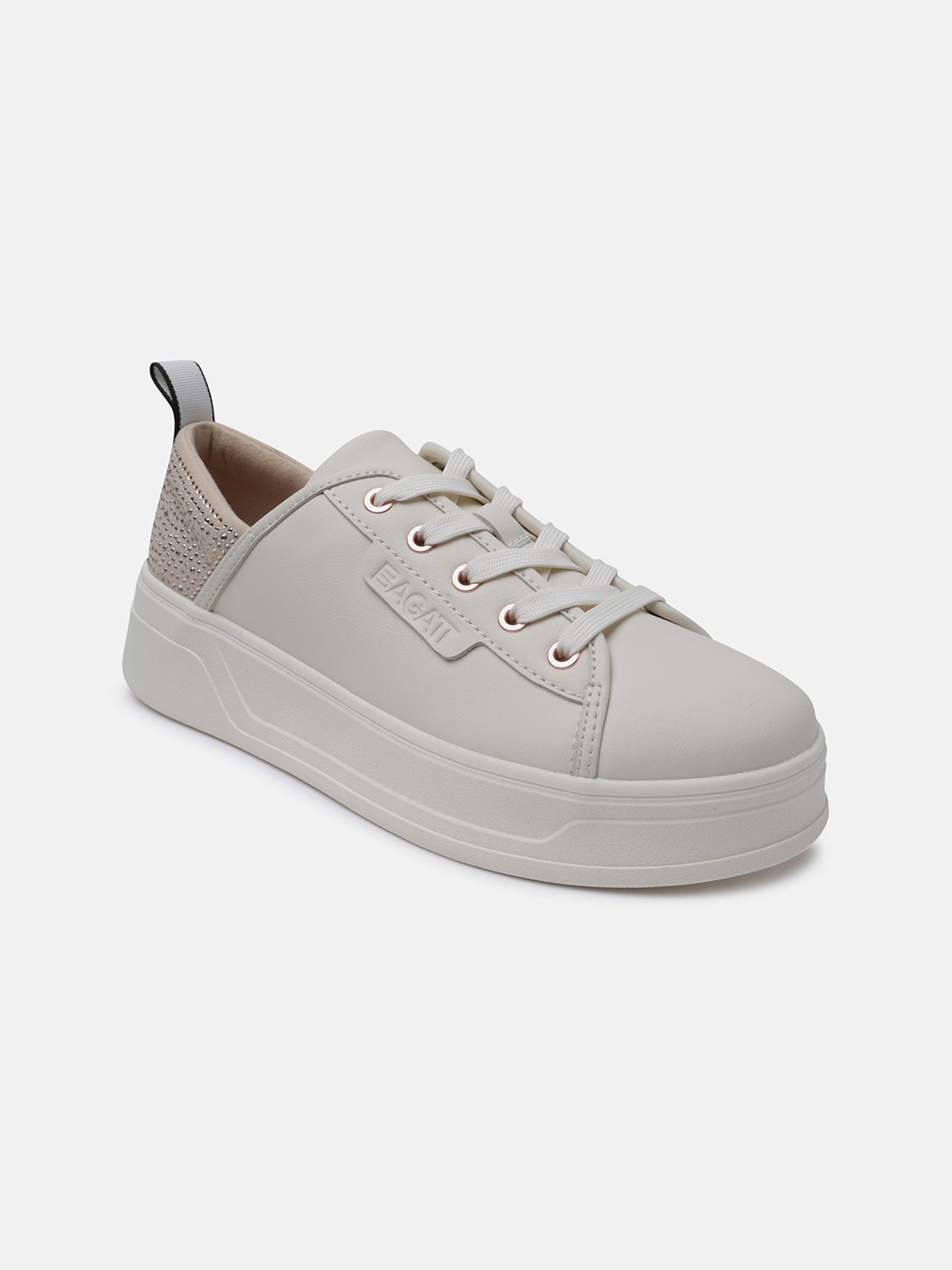 

BAGATT Piper Evo Women Embellished Mid Top Flatform Sneakers, Beige