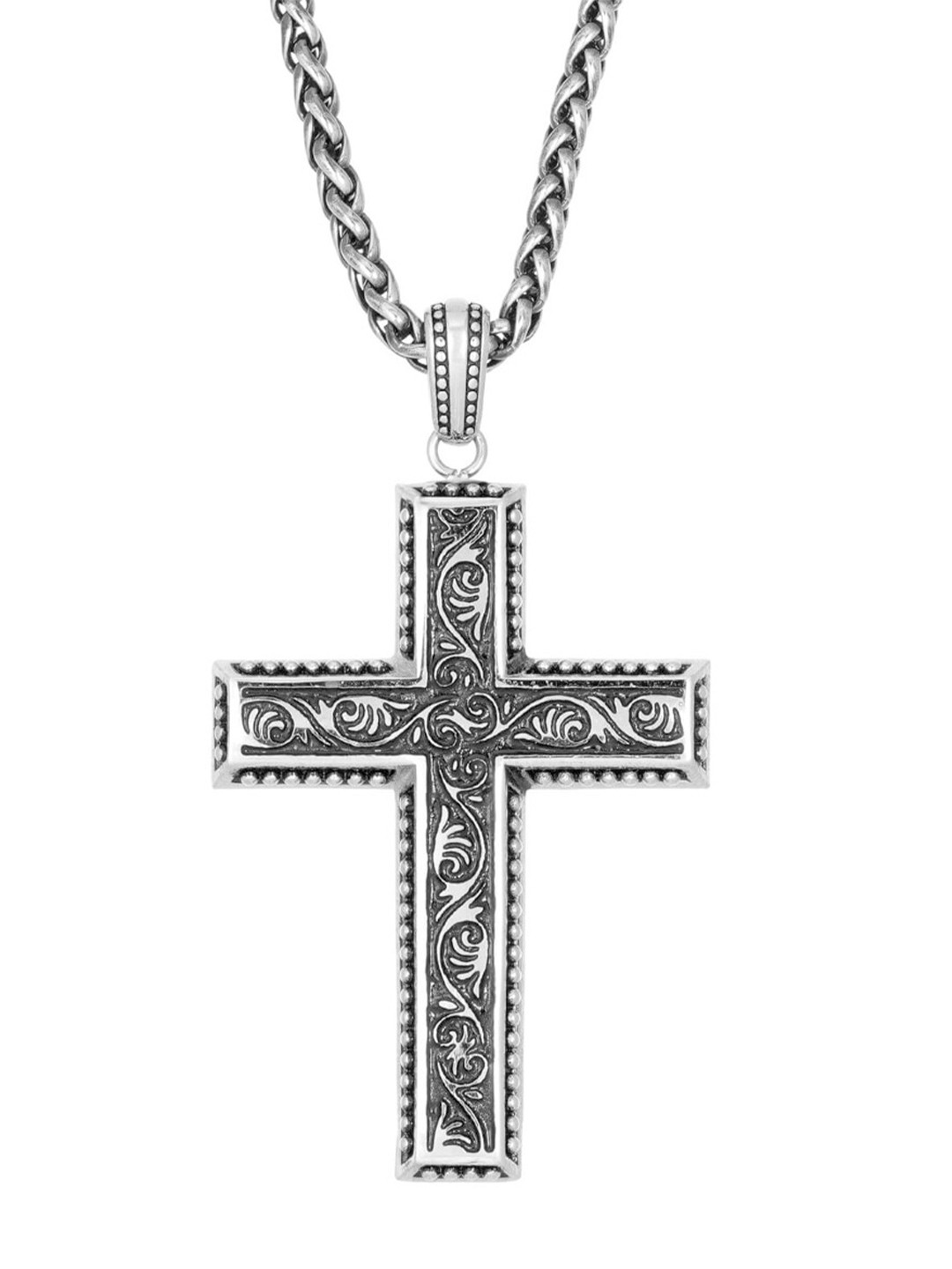 

EL REGALO Alloy Contemporary Cross Shaped Pendant With Chain, Silver