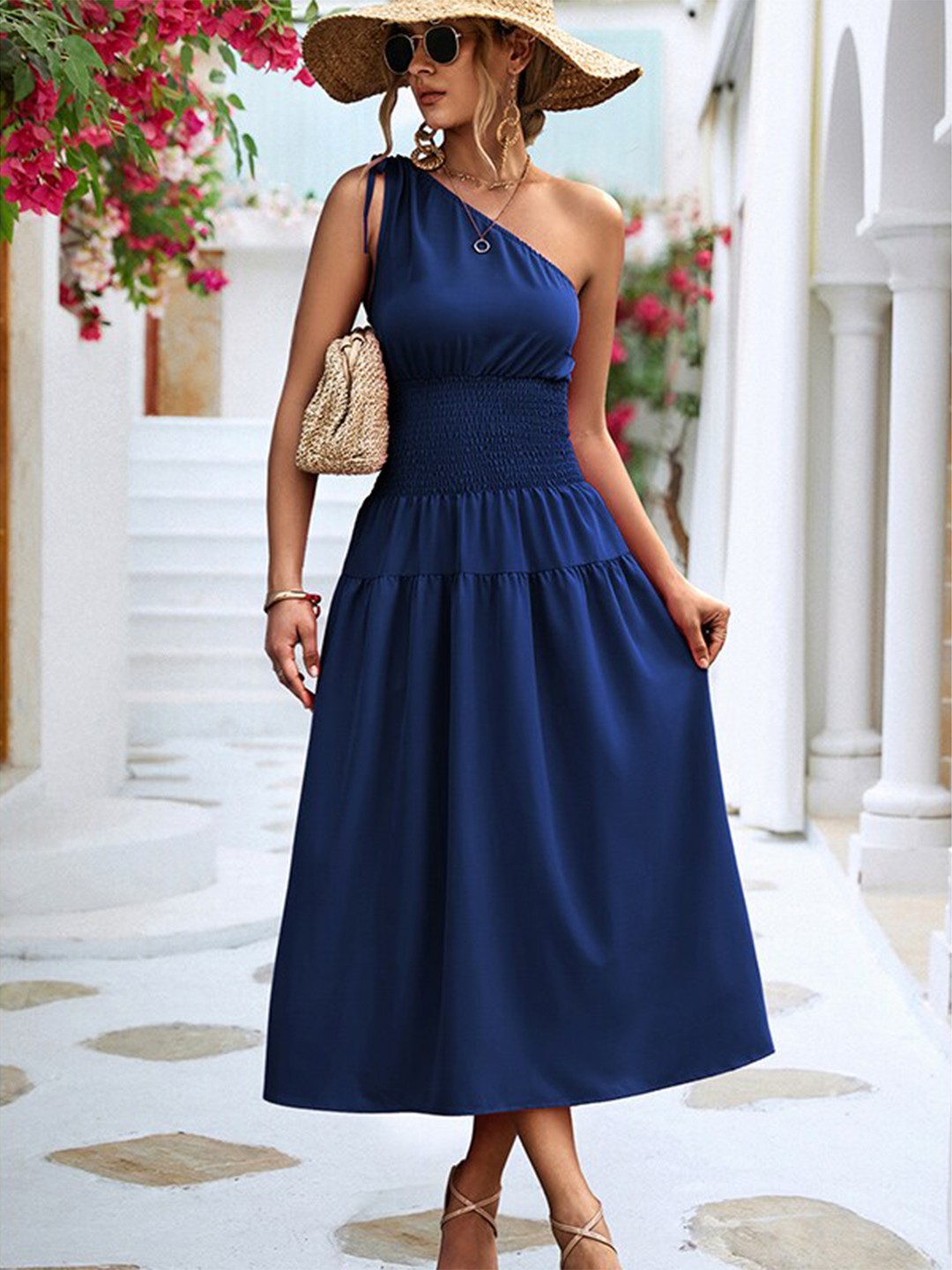 

StyleCast Navy Blue One Shoulder Maxi Dress