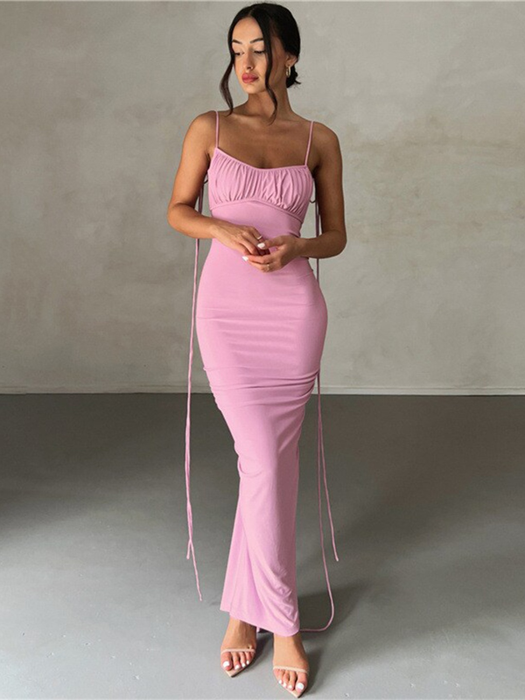 

StyleCast Pink Shoulder Straps Maxi Dress