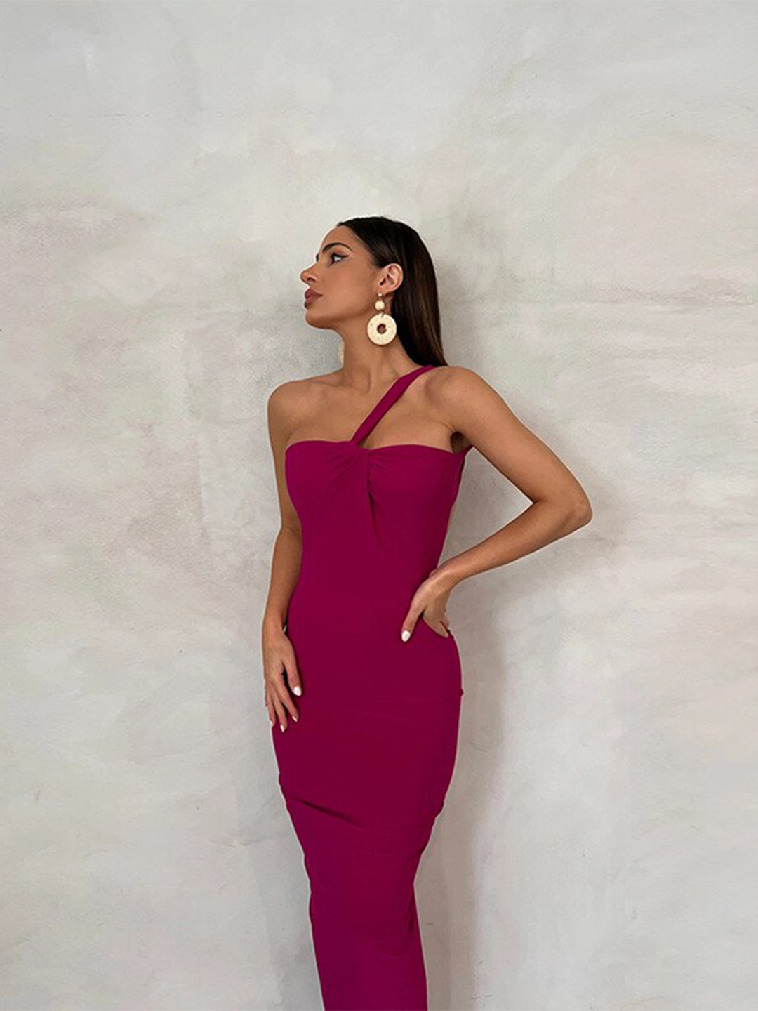 

StyleCast Fuchsia One Shoulder Maxi Dress