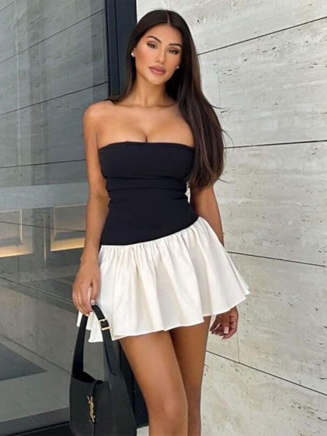 

StyleCast Black Off-Shoulder Layered Fit & Flare Dress