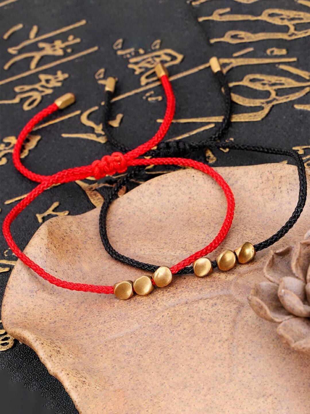 

EL REGALO Unisex Set Of 2 Beaded Wraparound Bracelet, Gold