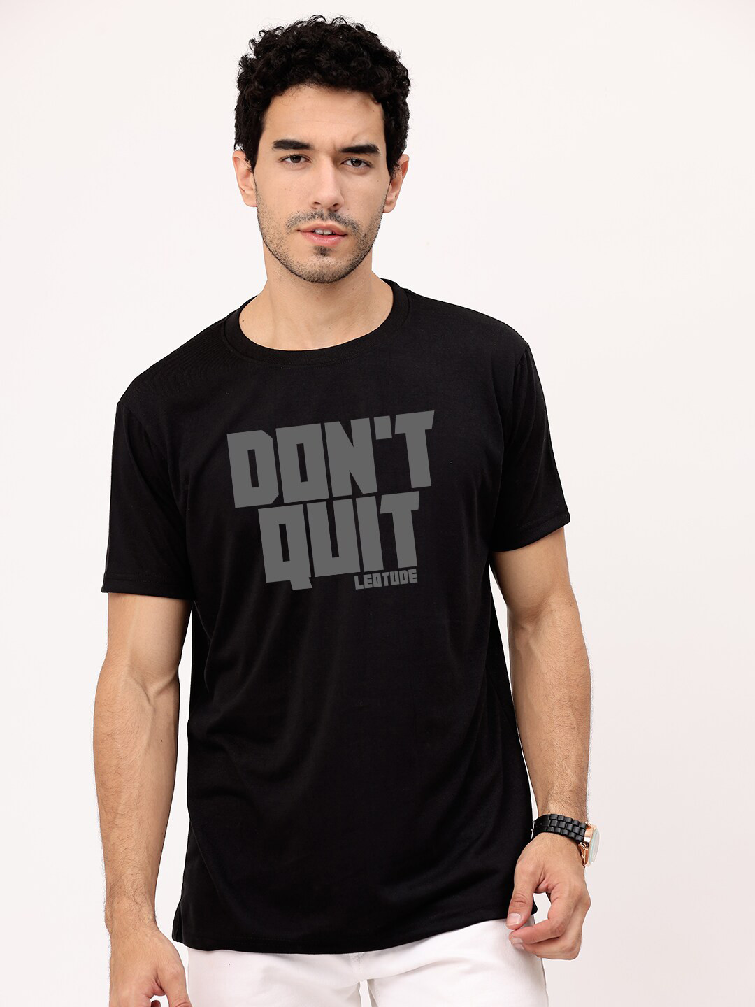 

Leotude Typography Printed T-Shirt, Black