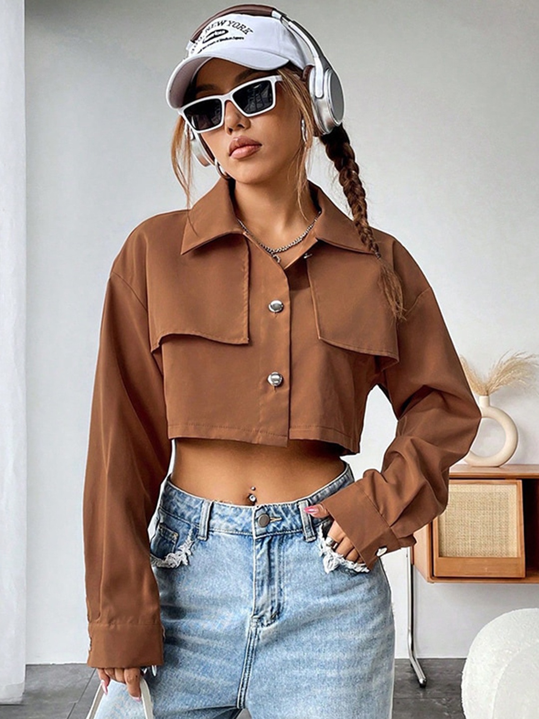 

StyleCast Brown Crop Tailored Jacket