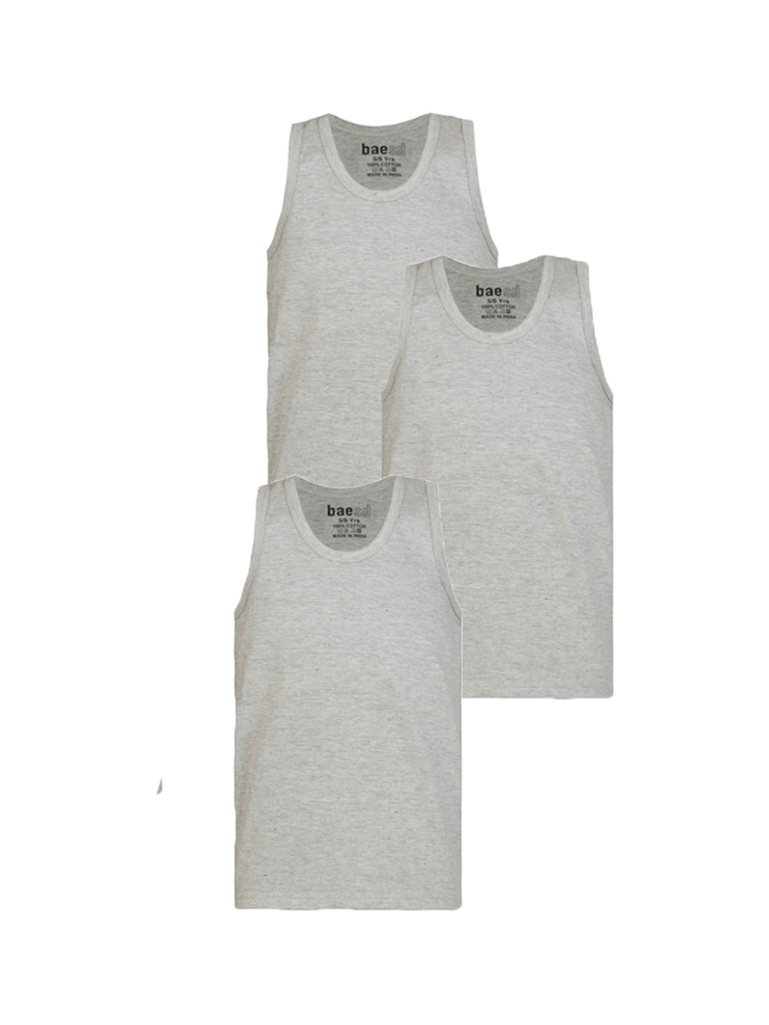 

BAESD Boys Pack of 3 Pure Cotton Innerwear Vests TKB07-BVGC3-3T4, Grey